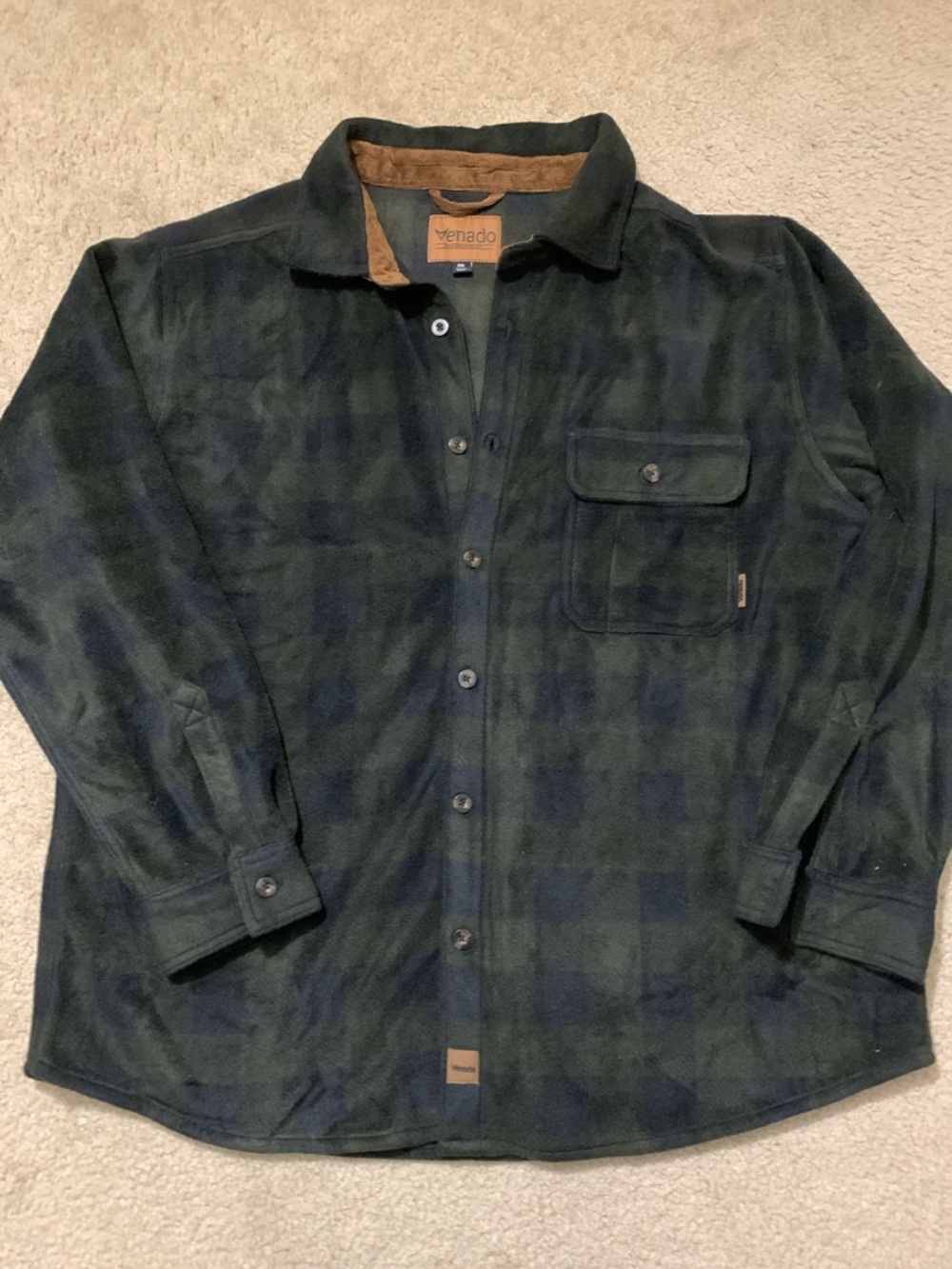 Venado 2XL Men's Green Plaid Button-Up Jacket Shirt